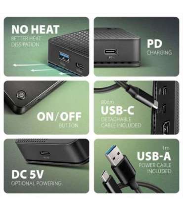 AXAGON USB4 40Gbps DUAL 4K DISPLAY 12in1 Dock HMC-U4