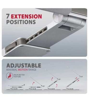 AXAGON Desk Mount STND-LR stand with 360° rotation for laptops and tablets Adjustable Height, Angle 10-17.3 " |