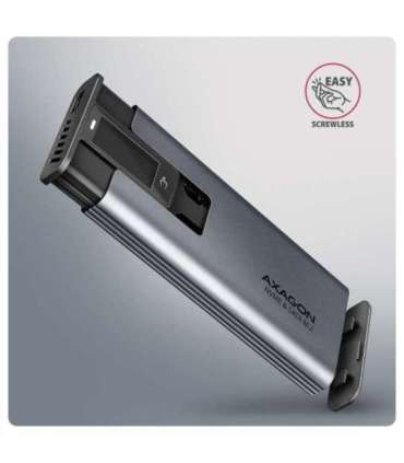 AXAGON External USB-C 10Gbps metal box with info display for M.2 NVMe and SATA SSD EEM2-SD2