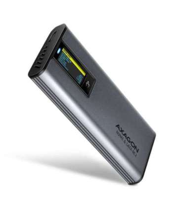 AXAGON External USB-C 10Gbps metal box with info display for M.2 NVMe and SATA SSD EEM2-SD2