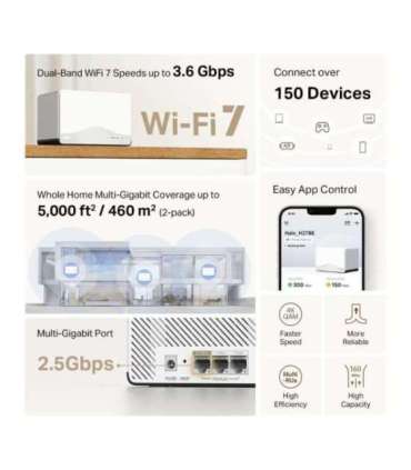 Mercusys Halo H27BE(2-pack) BE3600 Whole Home Mesh Wi-Fi 7 System Mercusys BE3600 Whole Home Mesh Wi-Fi 7 System |