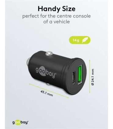 Goobay 61739 Dual-USB Car Fast Charger USB-C PD, 45 W Goobay