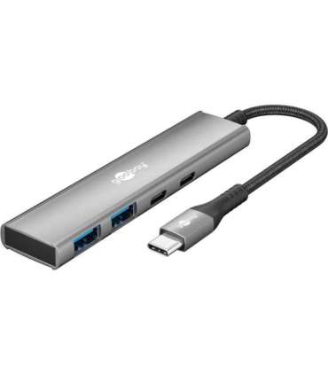 Goobay Slim 4-Port USB Hub, USB-C to USB-C/USB-A, 5 Gbit/s 76563