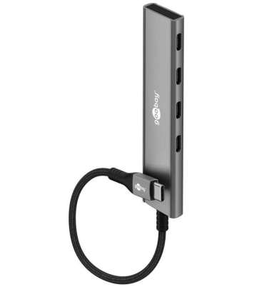 Goobay 76564 Slim 4-Port USB-Hub, USB-C™ auf USB-C™, 5 Gbit/s, Grey Goobay