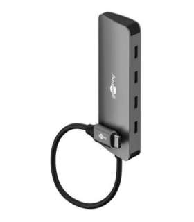 Goobay 76565 Slim 4-Port USB-Hub, USB-C™ auf USB-C™, 10 Gbit/s, Grey Goobay