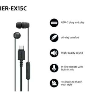 Sony Earbuds IER‑EX15C Wired In-ear Microphone Black