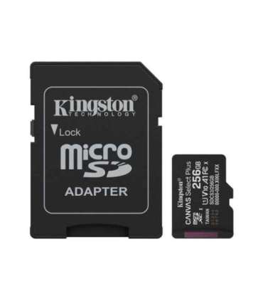 Kingston Canvas Select Plus 256 GB microSD Flash memory class Class 10, UHS-I, U1/U3, video class 10/30, A1