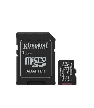 Kingston Canvas Select Plus 256 GB microSD Flash memory class Class 10, UHS-I, U1/U3, video class 10/30, A1