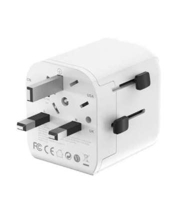 Gembird TPA-EU1A1C20-01-W Grounded universal travel power adapter, 20 W, white Gembird
