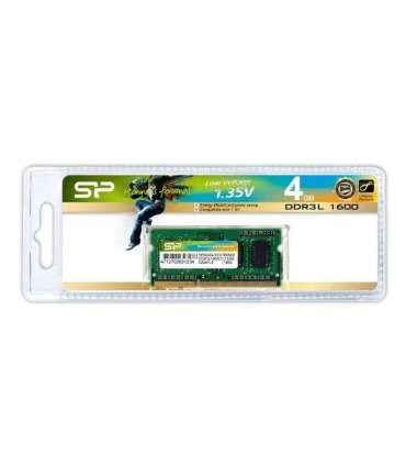 Silicon Power SP004GLSTU160N02, SO-DIMM, 4 GB, 1 x 4 GB, DDR3L, 1600 MHz, 204-pin, Green
