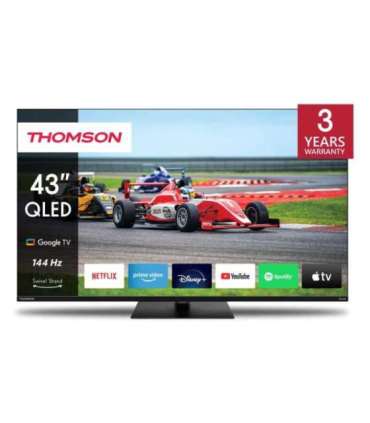 TV Set|THOMSON|43"|4K/Smart|QLED|3840x2160|Wireless LAN|Bluetooth|Google TV|Black|43QG7C14