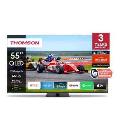 TV Set|THOMSON|55"|4K/Smart|QLED|3840x2160|Wireless LAN|Bluetooth|Google TV|Black|55QG7C14
