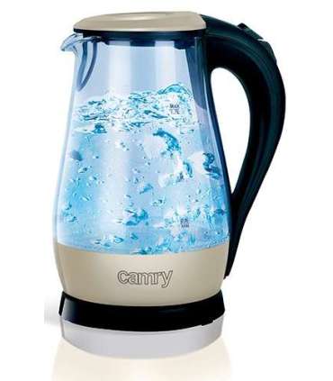 Camry CR 1251 Standard kettle 2000 W 1.7 L Glass 360° rotational base Glass/Black