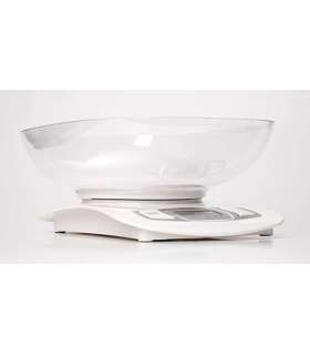 Adler AD 3137 Kitchen scales, Capacity 5 kg , Graduation 1g, Big LCD Display, Auto-zero/Auto-off, Large bowl, White |