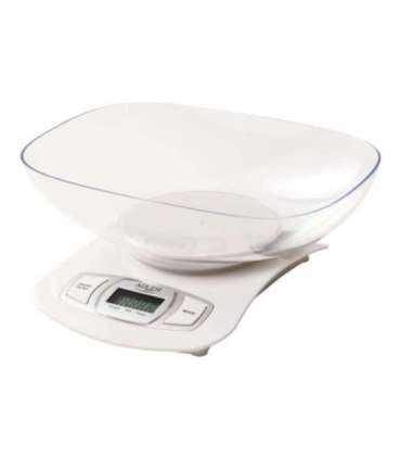 Adler AD 3137 Kitchen scales, Capacity 5 kg , Graduation 1g, Big LCD Display, Auto-zero/Auto-off, Large bowl, White |