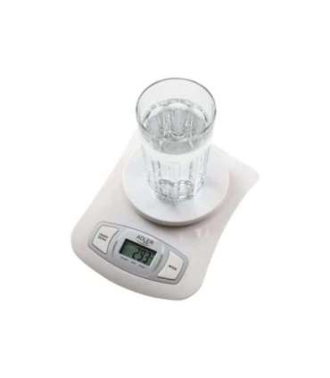 Adler AD 3137 Kitchen scales, Capacity 5 kg , Graduation 1g, Big LCD Display, Auto-zero/Auto-off, Large bowl, White |