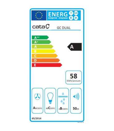 CATA Hood GC DUAL A 45 XGBK Canopy Energy efficiency class A Width 45 cm 820 m³/h Touch control LED |