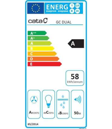 CATA Hood GC DUAL A 75 XGBK Canopy Energy efficiency class A Width 79.2 cm 820 m³/h Touch control LED |