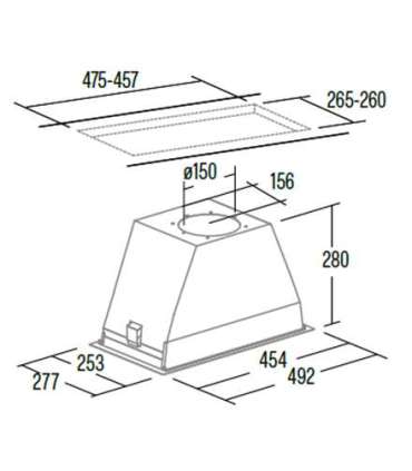 CATA Hood GL 45 X /C Canopy Energy efficiency class A Width 50 cm 820 m³/h Touch EcoLed Stainless