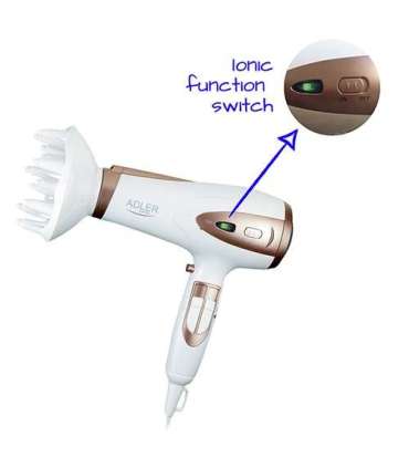 Adler Hair Dryer AD 2248 2400 W Number of temperature settings 3 Ionic function Diffuser nozzle White