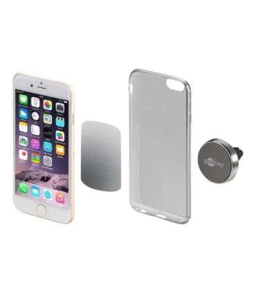 Goobay Magnetic mount Metal Slim Design for smartphones (35mm) 38685 Black/Silver Magnetic holder is suitable