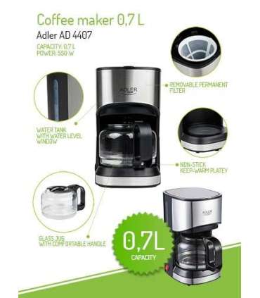 Adler Coffee maker AD 4407 Drip 550 W Black