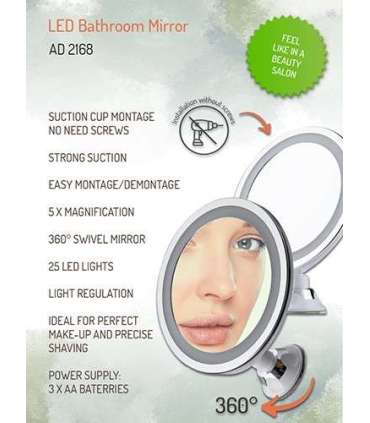 Adler Bathroom Mirror AD 2168 20 cm LED mirror White