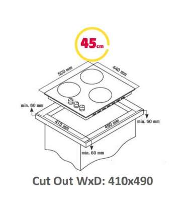 Simfer Hob H4.305.HGSSP Gas on glass Number of burners/cooking zones 3 Rotary knobs Black