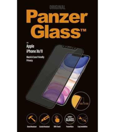 PanzerGlass P2665 Screen protector Apple iPhone Xr/11 Tempered glass Black Confidentiality filter Full