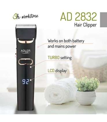Adler Hair Clipper AD 2832 Cordless or corded Number of length steps 4 Black
