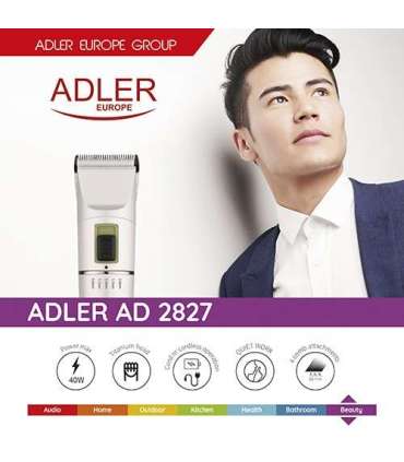 Adler Hair clipper AD 2827 Cordless or corded Number of length steps 4 White