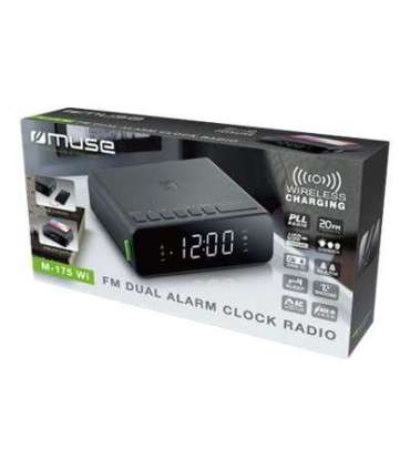 Muse Alarm function M-175 WI AUX in Alarm Clock Black