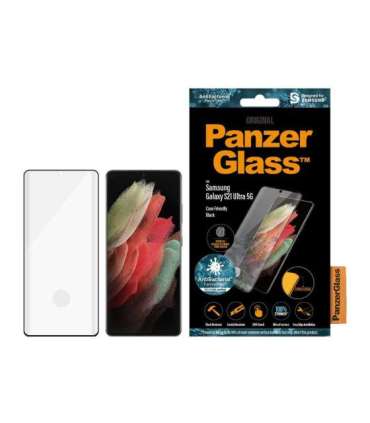 PanzerGlass Samsung Galaxy S21 Ultra Series Antibacterial glass Black Case Friendly, Compatible with the