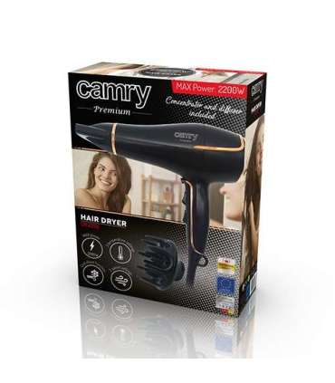 Camry Hair Dryer CR 2255 2200 W Number of temperature settings 3 Diffuser nozzle Black