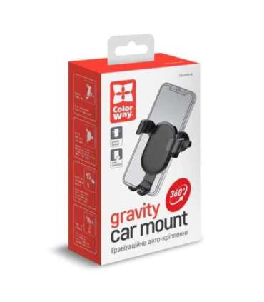 ColorWay Metallic Gravity Holder For Smartphone Adjustable Clamp Black Fixation of the smartphone in one