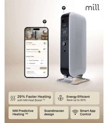Mill Heater OIL1500WIFI3 GEN3 Oil Filled Radiator 1500 W Number of power levels 3 Suitable for rooms up to