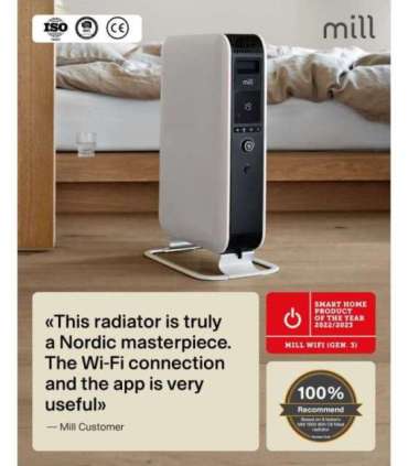 Mill Heater OIL1500WIFI3 GEN3 Oil Filled Radiator 1500 W Number of power levels 3 Suitable for rooms up to