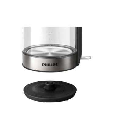 Philips Kettle HD9339/80 Electric 2200 W 1.7 L Stainless steel/Glass 360° rotational base Black/Silver