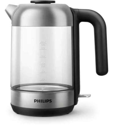 Philips Kettle HD9339/80 Electric 2200 W 1.7 L Stainless steel/Glass 360° rotational base Black/Silver