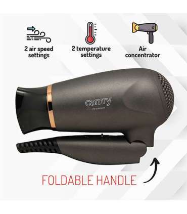 Camry Hair Dryer CR 2261 1400 W Number of temperature settings 2 Metallic Grey/Gold