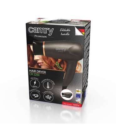 Camry Hair Dryer CR 2261 1400 W Number of temperature settings 2 Metallic Grey/Gold