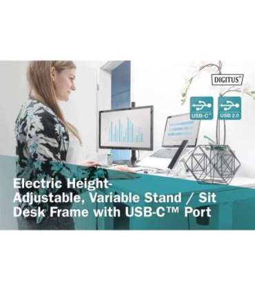 Electric Height Adjustable Desk 72 - 121 cm Maximum load weight 50 kg Metal White