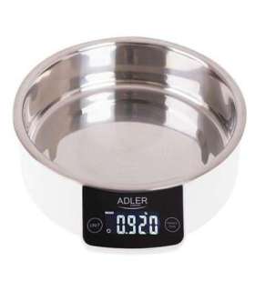 Adler Kitchen scale with a bowl AD 3166 Maximum weight (capacity) 5 kg Graduation 1 g Display type LCD White