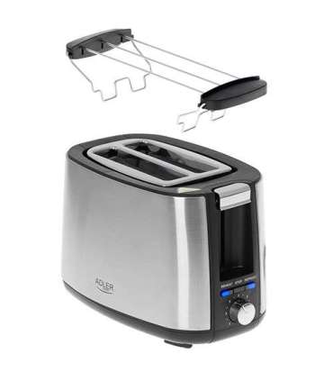 Adler Toaster AD 3214 Power 750 W Number of slots 2 Housing material Stainless steel Silver