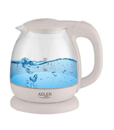 Adler Kettle AD 1283C Electric 900 W 1 L Glass/Stainless steel 360° rotational base Cream