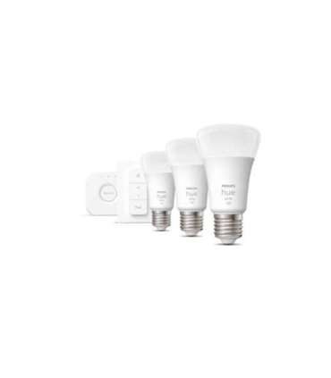 Hue W Starter Kit 9,5W A60 E27, 3pcs, Bridge, Switch E27 9.5 W Warm White 2700K Bluetooth and Zigbee