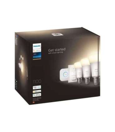 Hue W Starter Kit 9,5W A60 E27, 3pcs, Bridge, Switch E27 9.5 W Warm White 2700K Bluetooth and Zigbee
