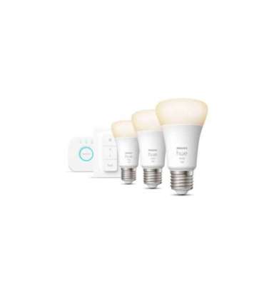 Hue W Starter Kit 9,5W A60 E27, 3pcs, Bridge, Switch E27 9.5 W Warm White 2700K Bluetooth and Zigbee