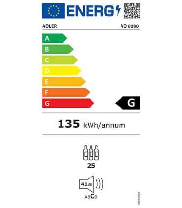 Adler Wine Cooler AD 8080 Energy efficiency class G Free standing Bottles capacity 24 Cooling type