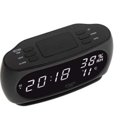 Adler Clock with Thermometer AD 1186 Black
